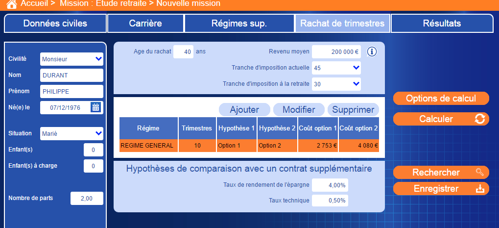 simuler un rachart de trimestre